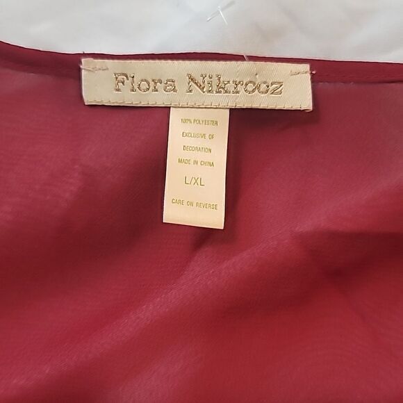 Flora Nikrooz Plum/Red Apliqued Sleeve Sheer Robe in size L/XL NWT - Picture 7 of 11